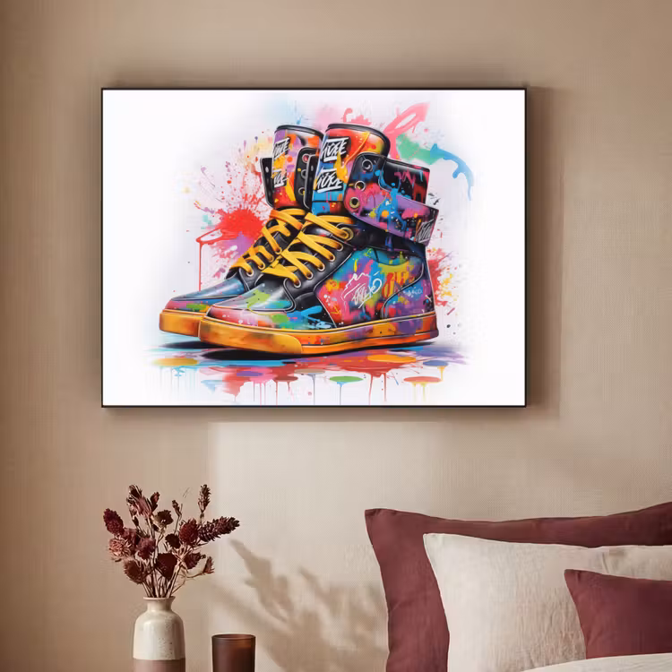 Schoenen - Graffiti - Wit - Kleuren Textielframe zwart klein -sfeer1