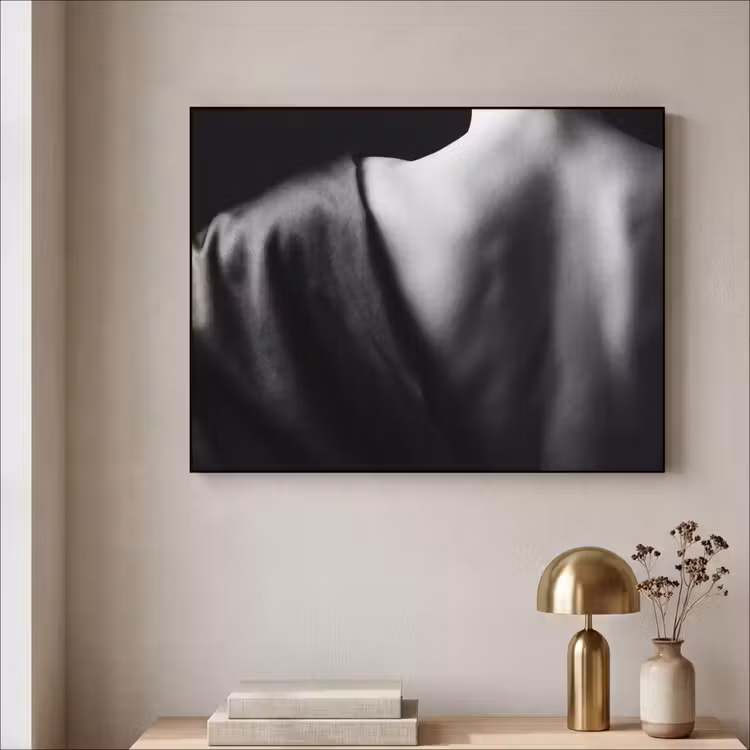 Schouder - Zijde - Rug - Zwart - Wit - Elegant Textielframe zwart klein -sfeer2