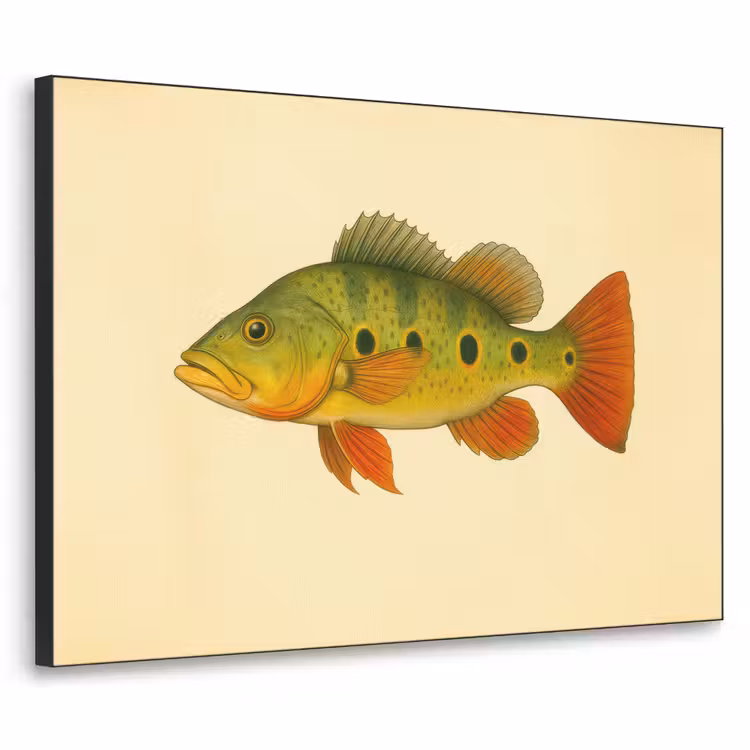 Schubben - Vis - Groen - Illustratie Textielframe - compleet frame klein -3d