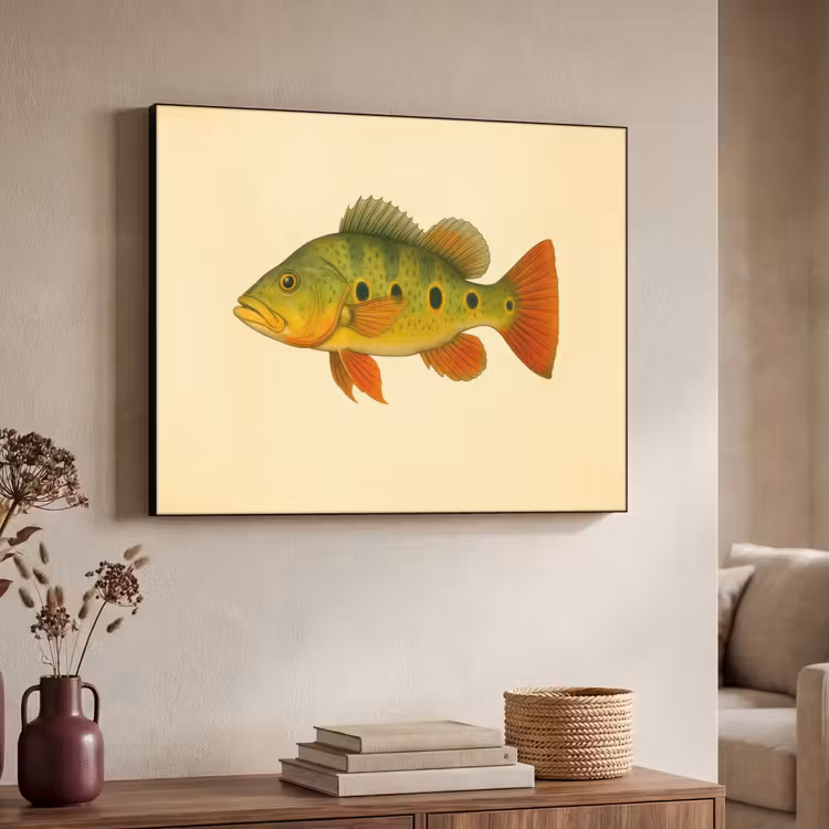 Schubben - Vis - Groen - Illustratie Textielframe zwart klein -sfeer3