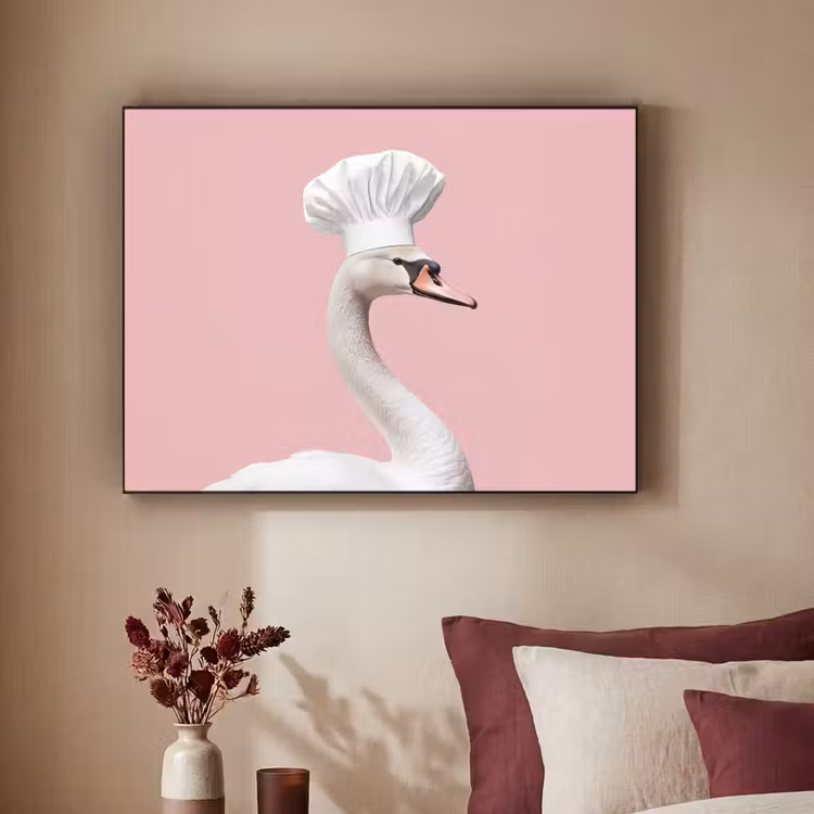 Zwaan - Koksmuts - Mooi - Klassiek Textielframe zwart klein -sfeer1