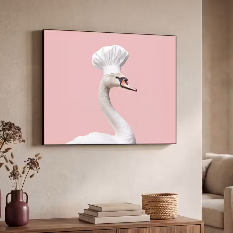 Zwaan - Koksmuts - Mooi - Klassiek Textielframe - compleet frame klein -sfeer3