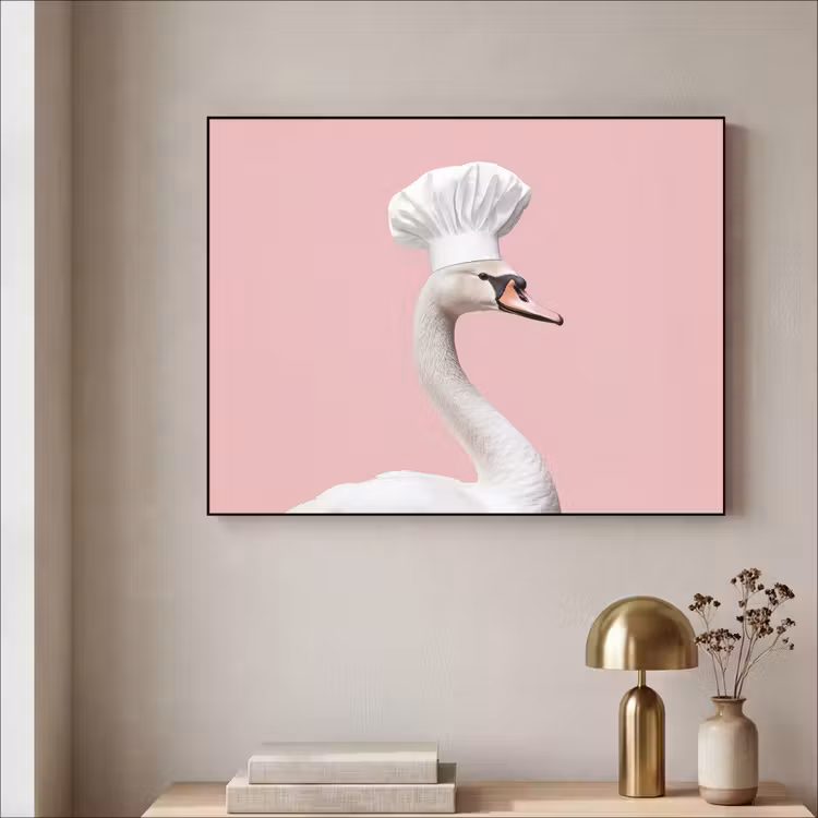 Zwaan - Koksmuts - Mooi - Klassiek Textielframe - compleet frame klein -sfeer2
