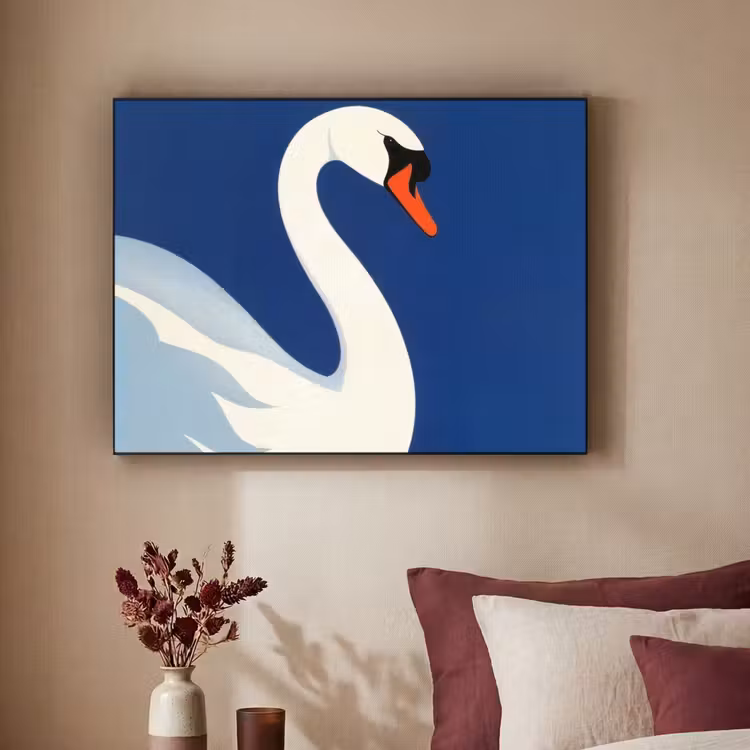 Zwaan - Wit - Snavel - Illustratie Textielframe - compleet frame klein -sfeer1