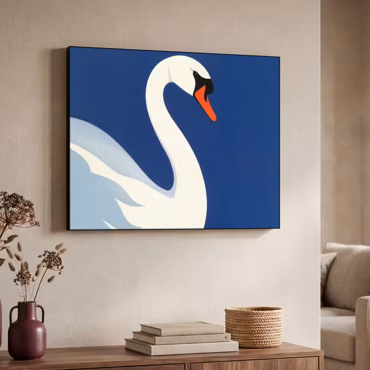 Zwaan - Wit - Snavel - Illustratie Textielframe - compleet frame klein -sfeer3