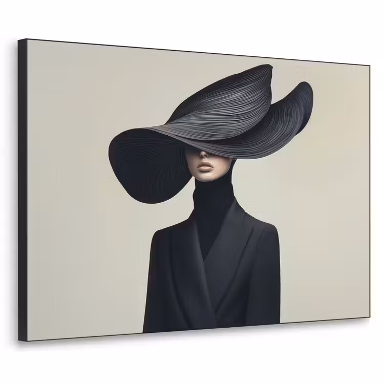 Zwart - Vrouw - Hoed Textielframe - compleet frame klein -3d