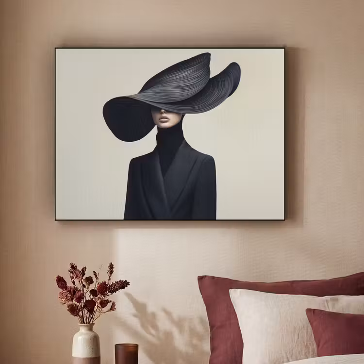 Zwart - Vrouw - Hoed Textielframe - compleet frame klein -sfeer1