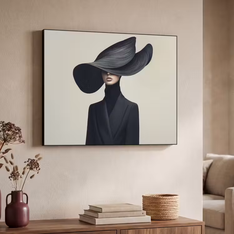 Zwart - Vrouw - Hoed Textielframe - compleet frame klein -sfeer3