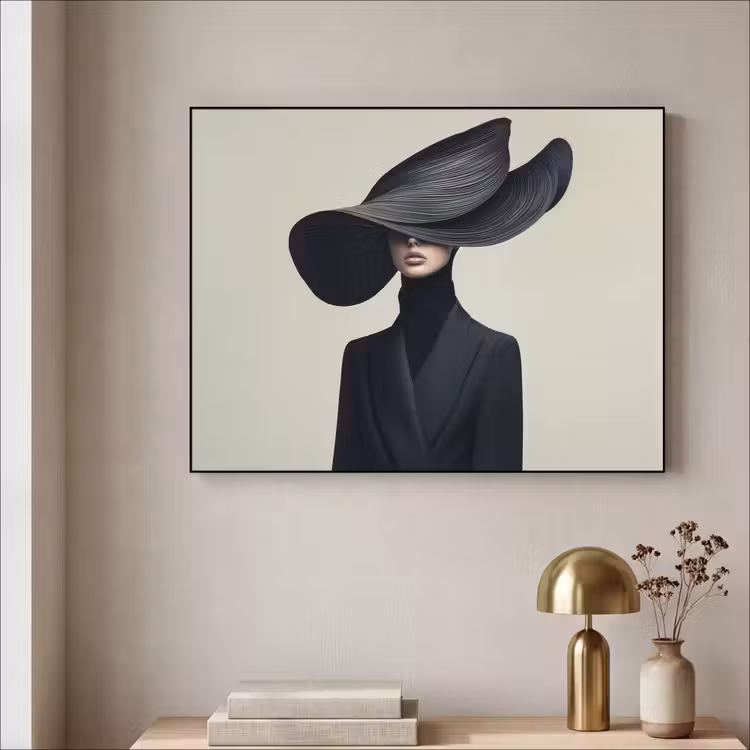 Zwart - Vrouw - Hoed Textielframe - compleet frame klein -sfeer2