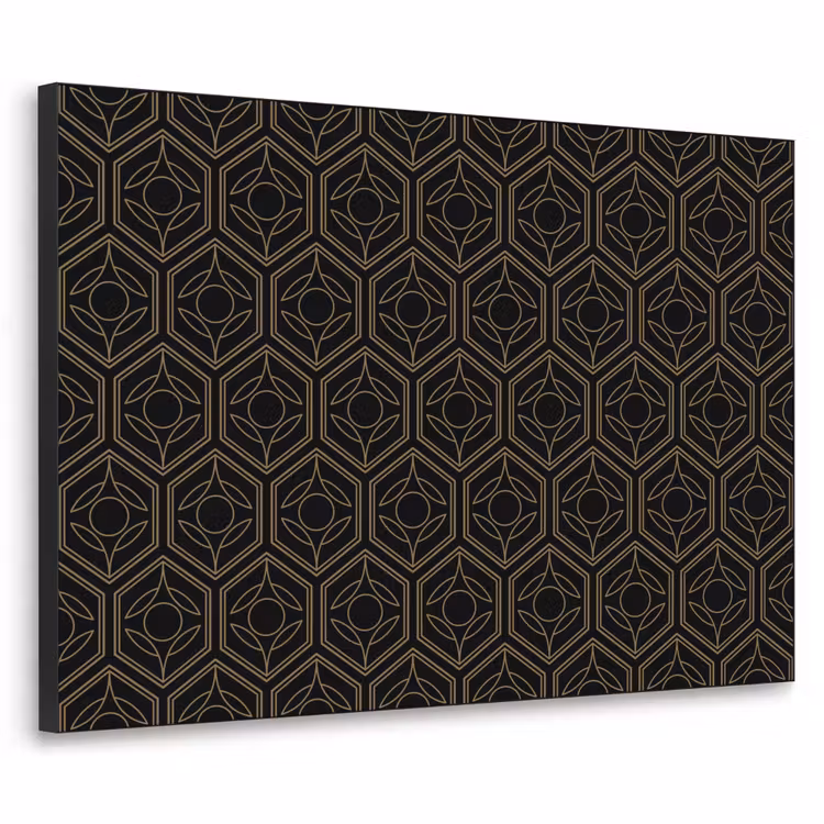 Zwart - Goud - Bloemenkern Textielframe - compleet frame klein 947 -3d