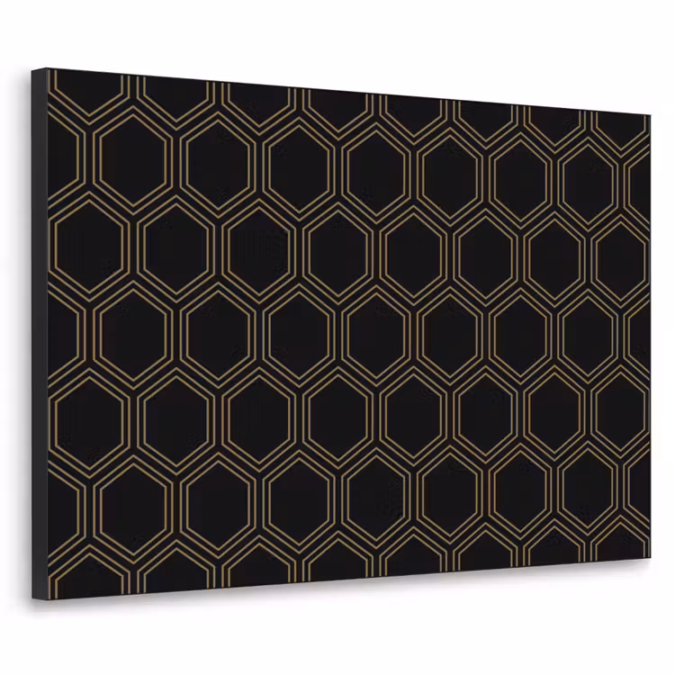 Zwart - Goud - Zeshoek Textielframe zwart klein 947 -3d