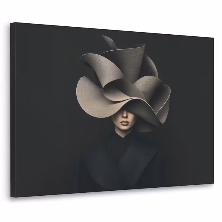 Zwarte - Hoed - Vrouw Textielframe - compleet frame klein -3d