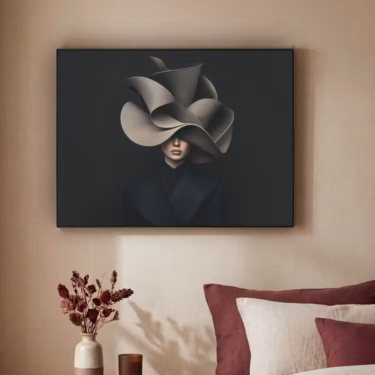 Zwarte - Hoed - Vrouw Textielframe zwart klein -sfeer1