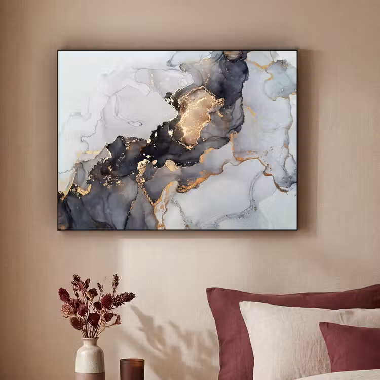 Zwart - Marmer - Luxe - Goud Textielframe zwart klein -sfeer1