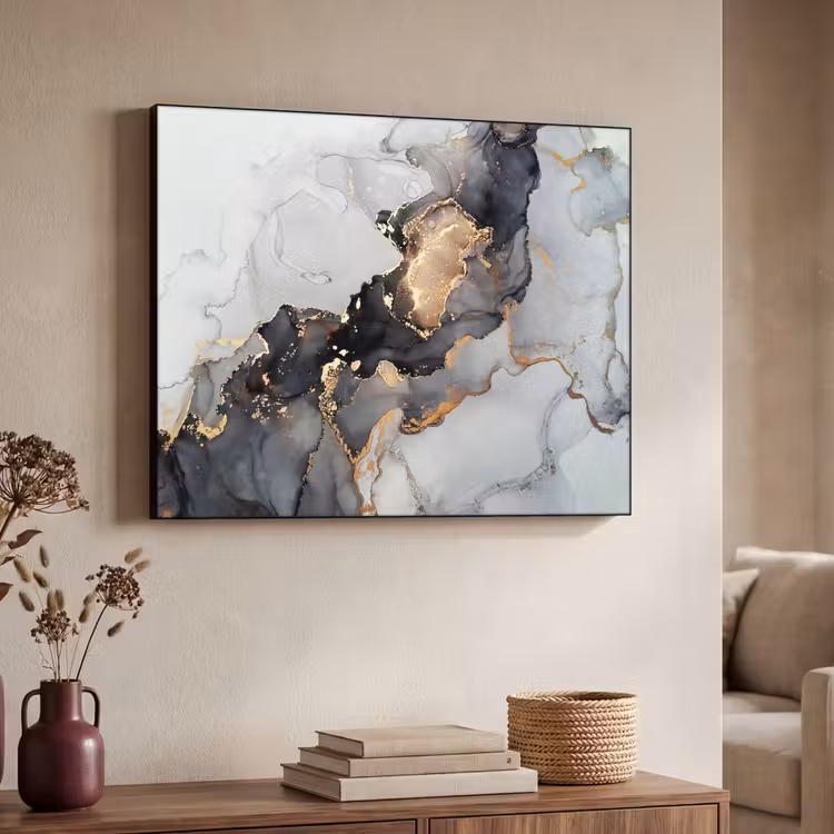 Zwart - Marmer - Luxe - Goud Textielframe zwart klein -sfeer3