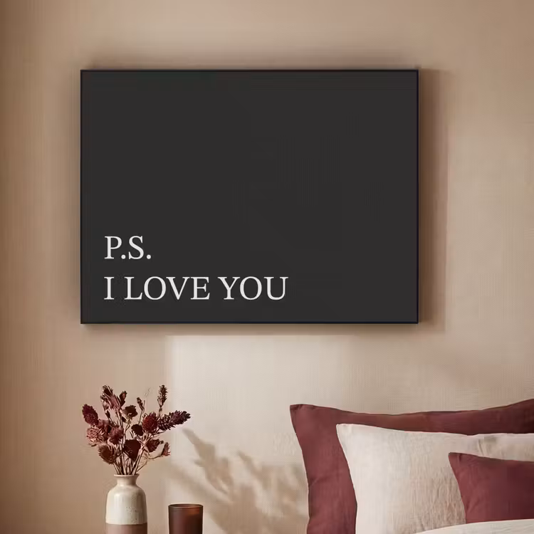 Zwart - Minimalistisch - Valentijn Textielframe - compleet frame klein -sfeer1