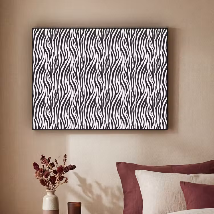 Zwart - Wit - Zebra - Patroon Textielframe zwart klein 947 -sfeer1