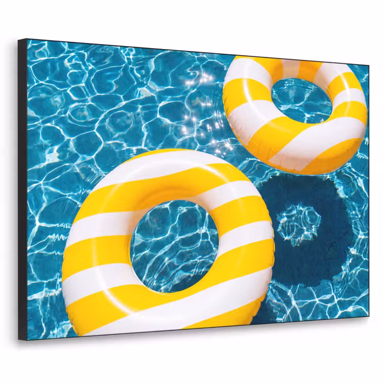Zwembad - Zwembanden - Zomer - Geel - Blauw Textielframe zwart klein -3d
