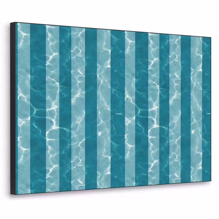 Zwembad - Strepen - Groen Textielframe zwart klein 947 -3d