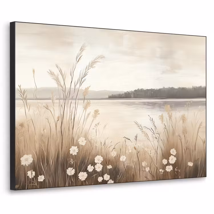 Meer - Water - Natuur - Beige Textielframe zwart klein -3d