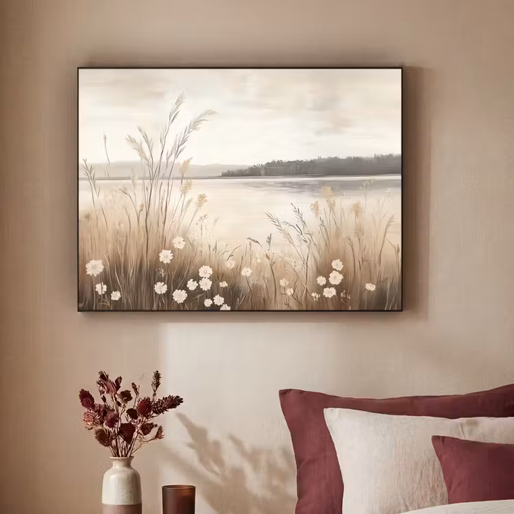 Meer - Water - Natuur - Beige Textielframe - compleet frame klein -sfeer1