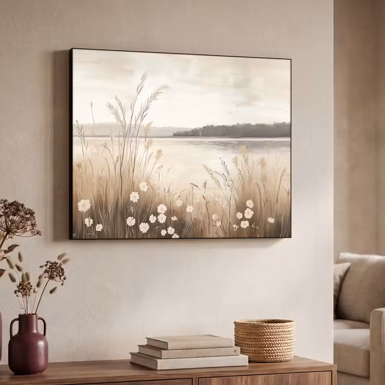 Meer - Water - Natuur - Beige Textielframe - compleet frame klein -sfeer3