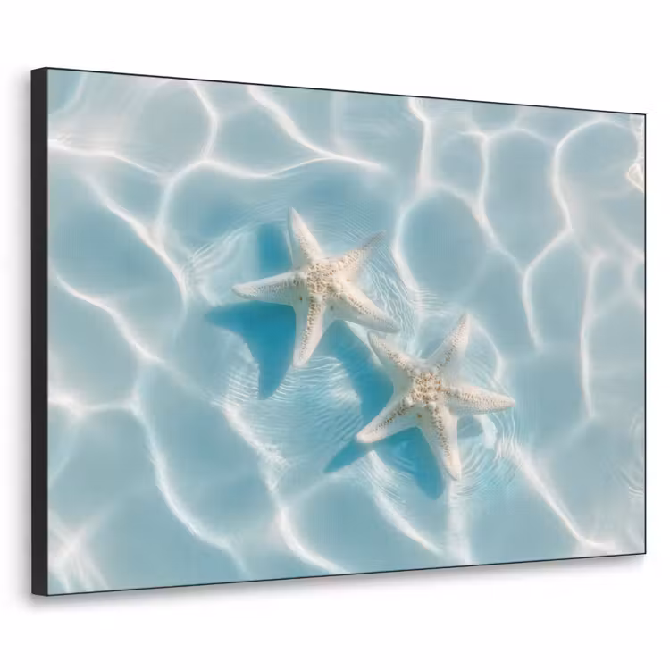 Zeesterren - Golvend water - Rustgevend Textielframe zwart klein -3d