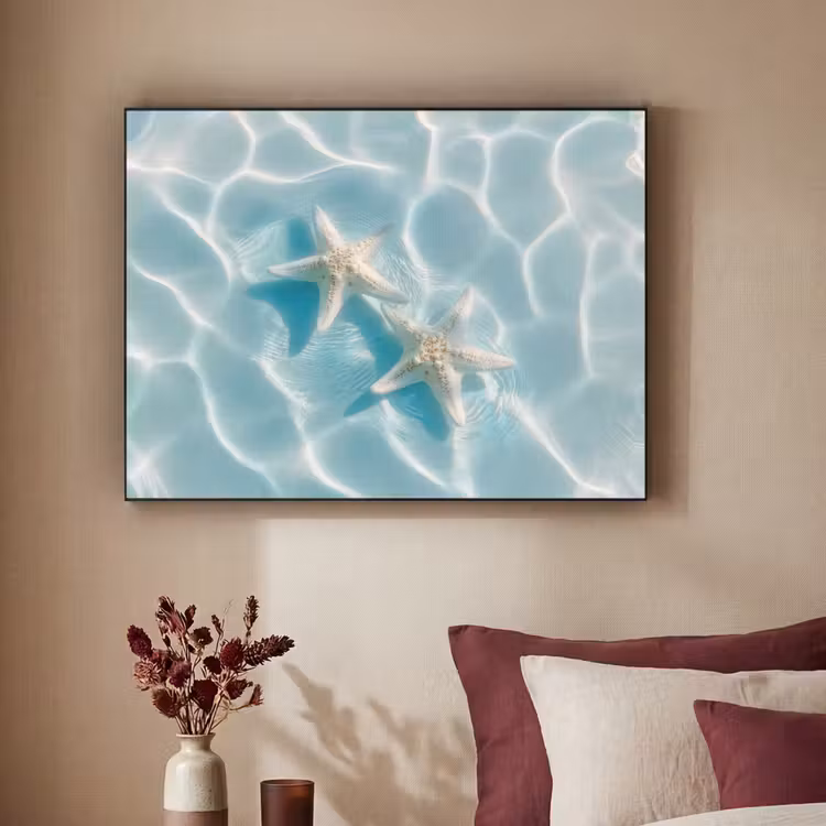 Zeesterren - Golvend water - Rustgevend Textielframe - compleet frame klein -sfeer1