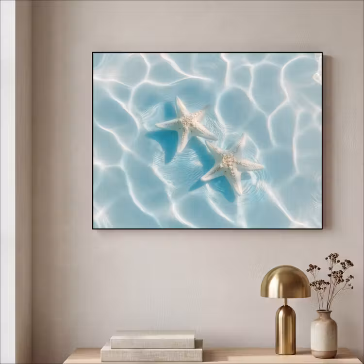 Zeesterren - Golvend water - Rustgevend Textielframe - compleet frame klein -sfeer2