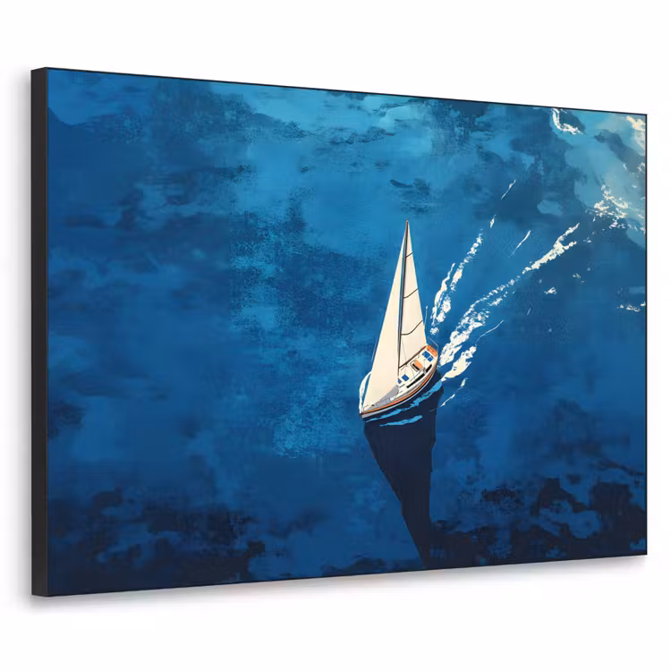 Zeilboot - Water - Abstract - Schaduw Textielframe zwart klein -3d