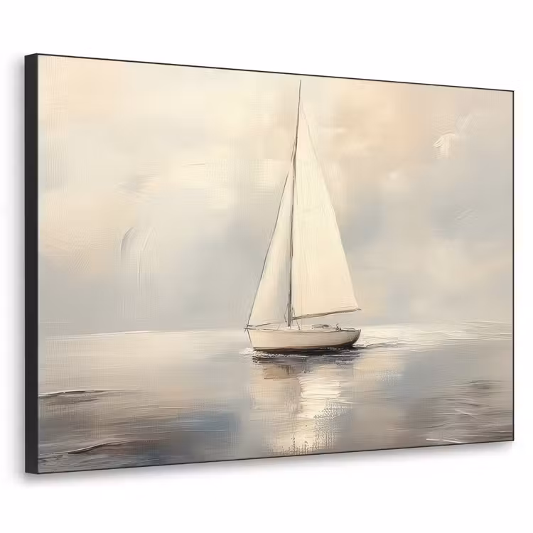 Zeilschip - Zee - Bewolkt Textielframe zwart klein -3d