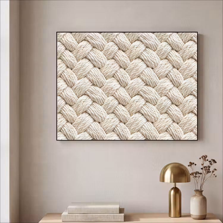 Touw - Gebreid - Beige Textielframe zwart klein 947 -sfeer2