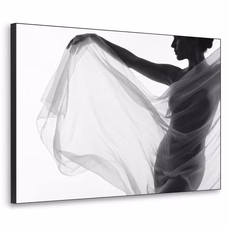 Silhouet - Sluier - Vormen - Zwart - Wit - Sensueel Textielframe zwart klein -3d