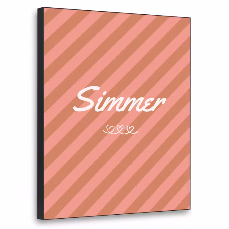 Simmer - Hartjes - Strepen - Roze Textielframe zwart klein -3d