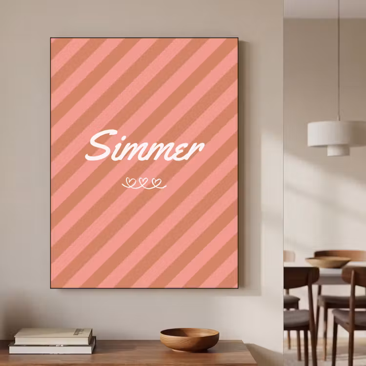 Simmer - Hartjes - Strepen - Roze Textielframe zwart klein -sfeer2