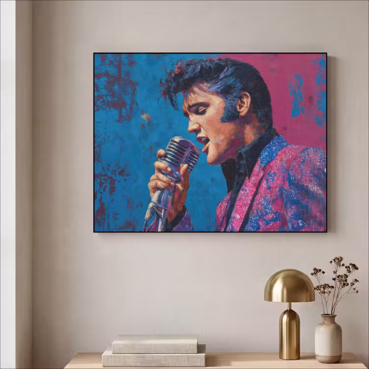 Zingende man - Glitterjas - Microfoon Textielframe zwart klein -sfeer2