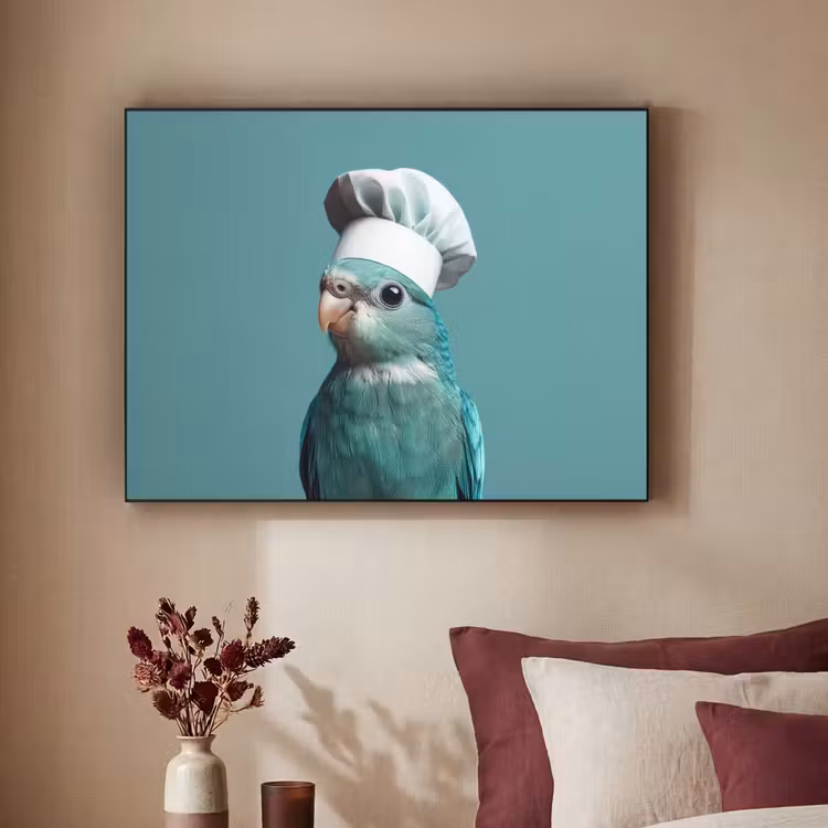Parkiet - Vogel - Koksmuts - Cute Textielframe zwart klein -sfeer1
