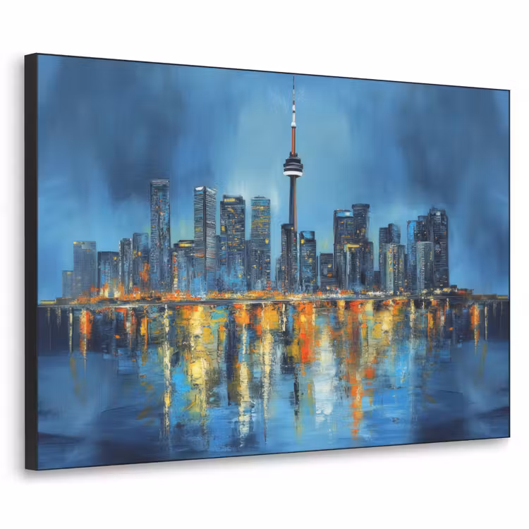 Skyline Toronto - Water - Stadslichten - Toren Textielframe - compleet frame klein -3d