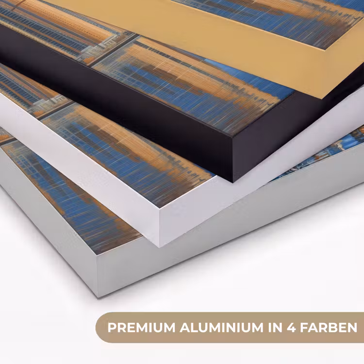 Skyline - Wolkenkrabbers - Water - Blauw Textielframe zwart klein -USP_kleurenDE