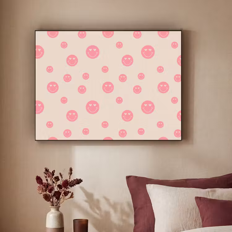 Smiley - Hart - Ogen - Patroon Textielframe zwart klein 947 -sfeer1