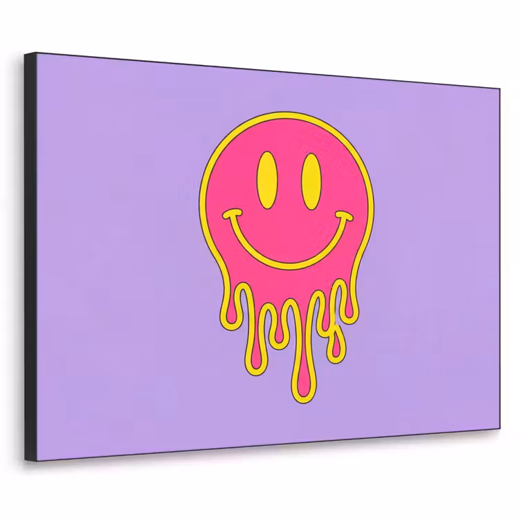 Art Frame - Smiley - Tropf - Neon - Smiley - Drip - Neon Textielframe zwart klein