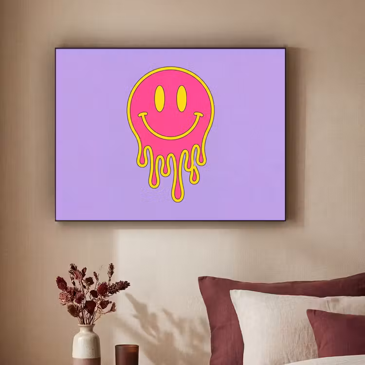 Art Frame - Smiley - Tropf - Neon - Smiley - Drip - Neon Textielframe zwart klein