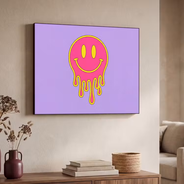 Art Frame - Smiley - Tropf - Neon - Smiley - Drip - Neon Textielframe zwart klein