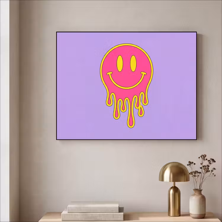 Art Frame - Smiley - Tropf - Neon - Smiley - Drip - Neon Textielframe zwart klein