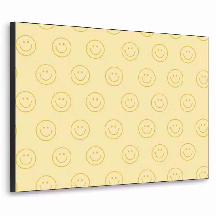 Smileys - Patroon - Retro - Zachtgeel Textielframe zwart klein 947 -3d