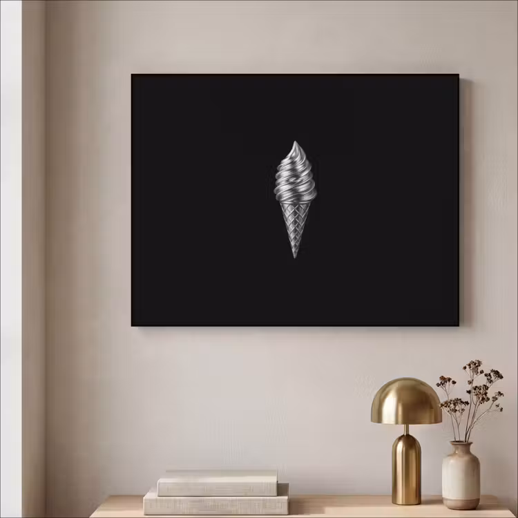 Softijs - Realistisch - Futuristisch Textielframe zwart klein -sfeer2