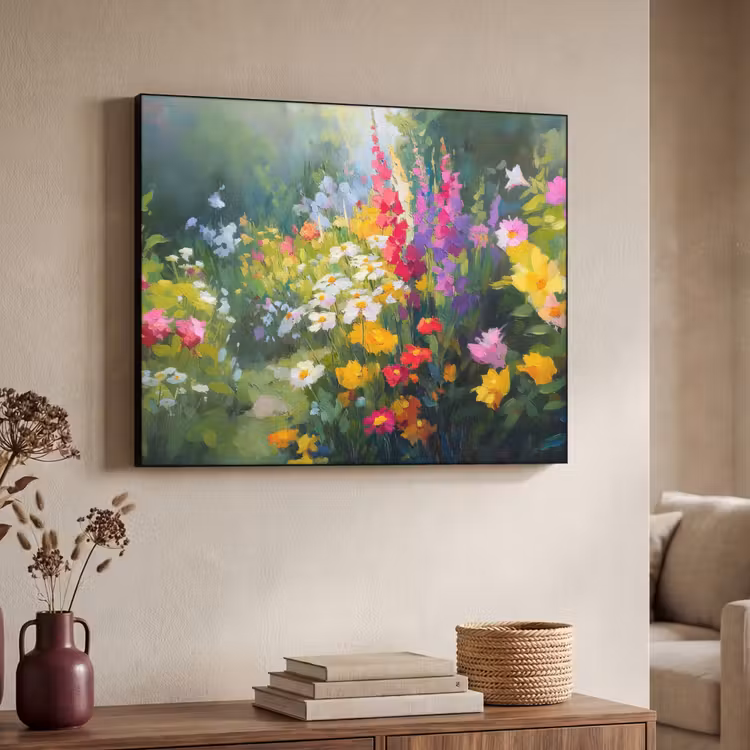 Zomertuin - Sfeervol - Bloemen Textielframe zwart klein -sfeer3