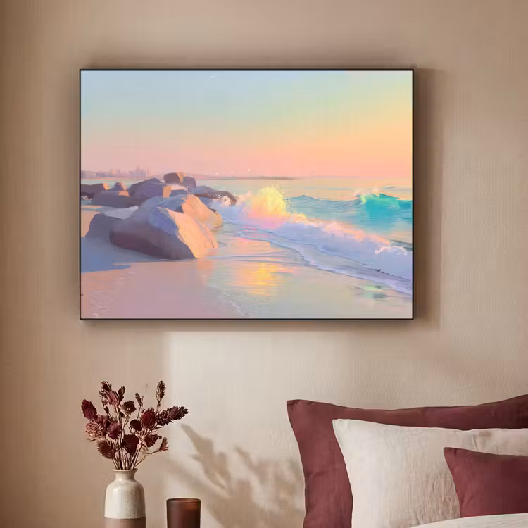 Zomerlicht - Strand - Fonkelende accenten Textielframe zwart klein -sfeer1