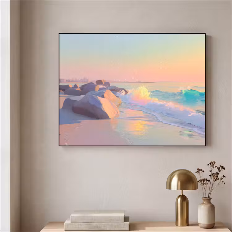 Zomerlicht - Strand - Fonkelende accenten Textielframe - compleet frame klein -sfeer2