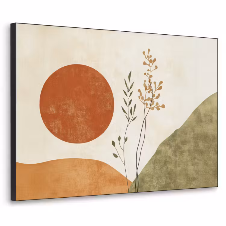 Zon - Abstract - Takken - Oranje Textielframe zwart klein -3d